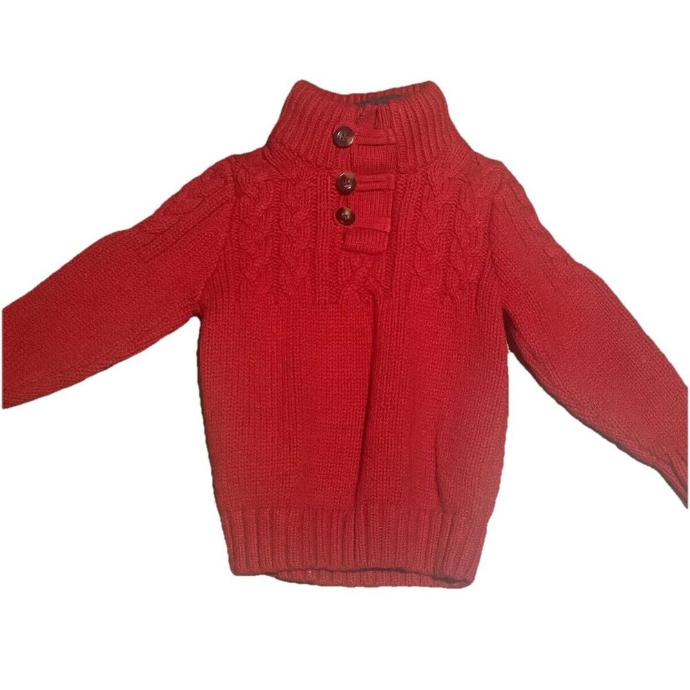 Baby Gap Red button mock neck knit sweater toddler size 4